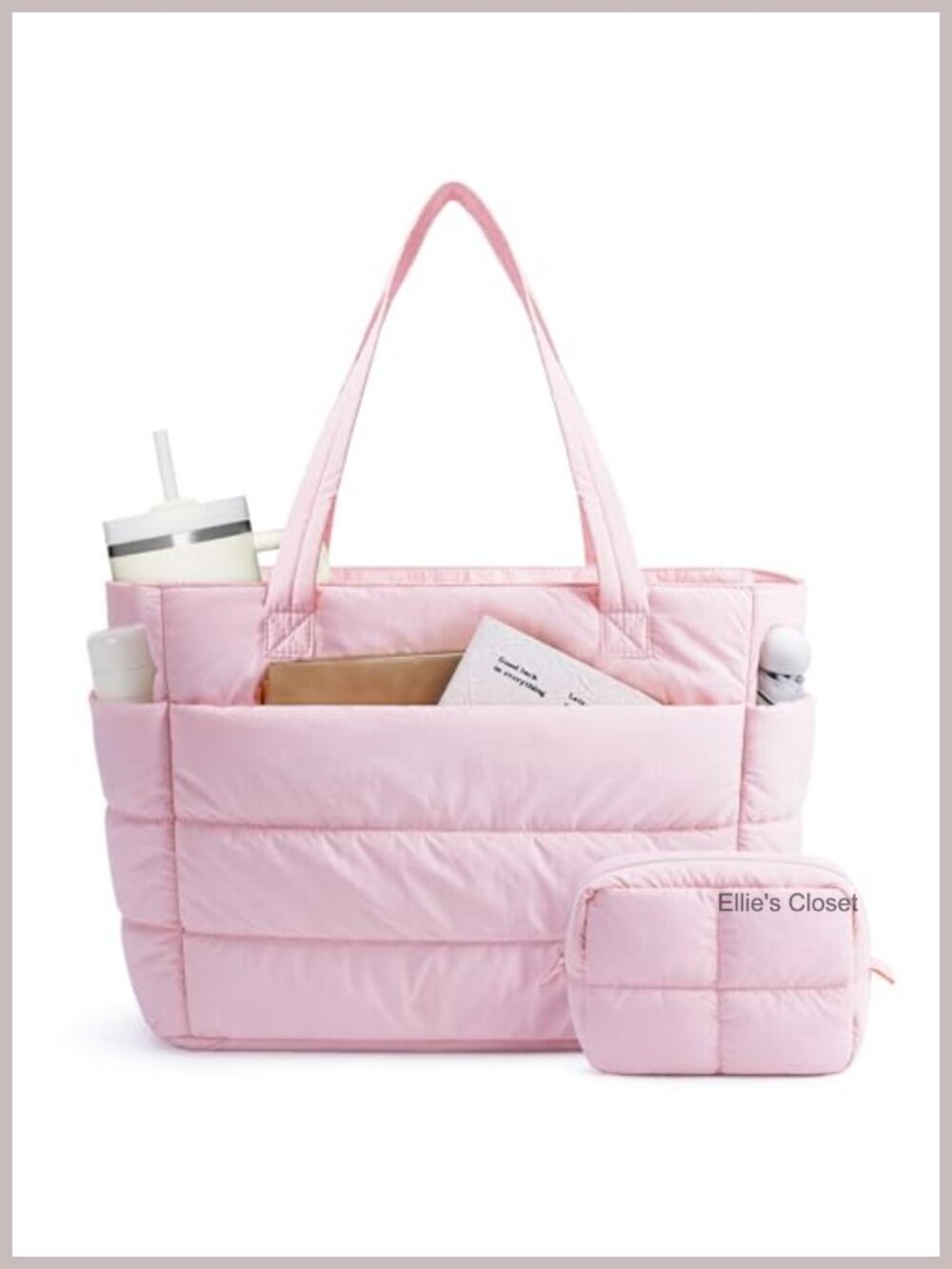 Nylon Puffer Tote Bag for Women, Puffy Work Nurse Teacher Tote, Quilted